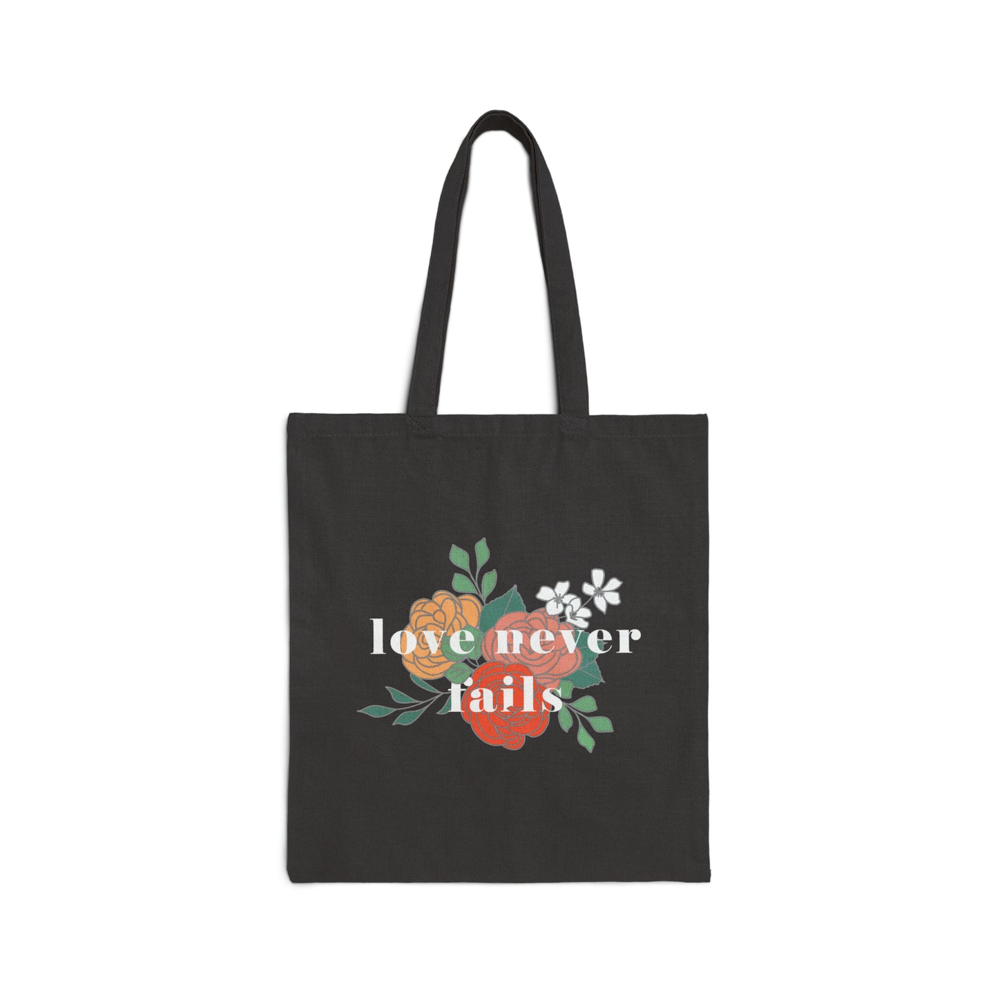 LOVE NEVER FAILS TOTE