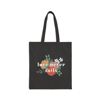 LOVE NEVER FAILS TOTE